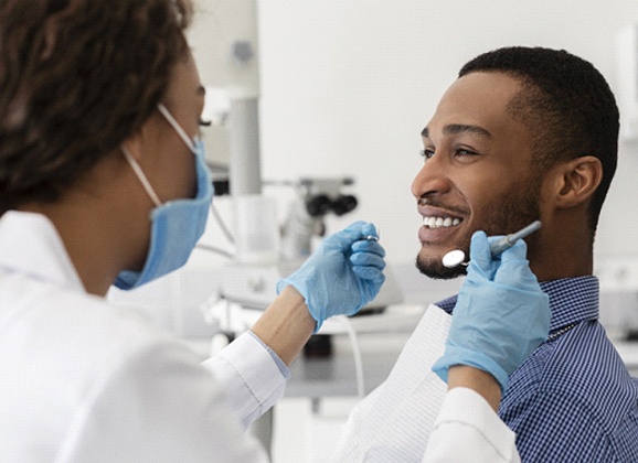 Man preparing to get a dental crown in Brooklyn