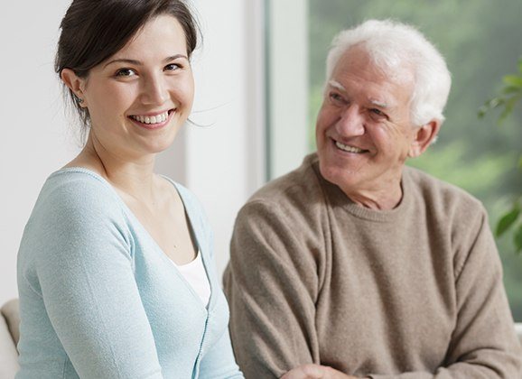 Father and daughter laughing together