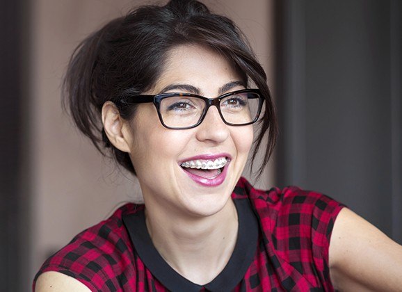 Young woman with braces