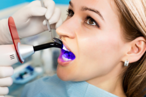 a person visiting their cosmetic dentist
